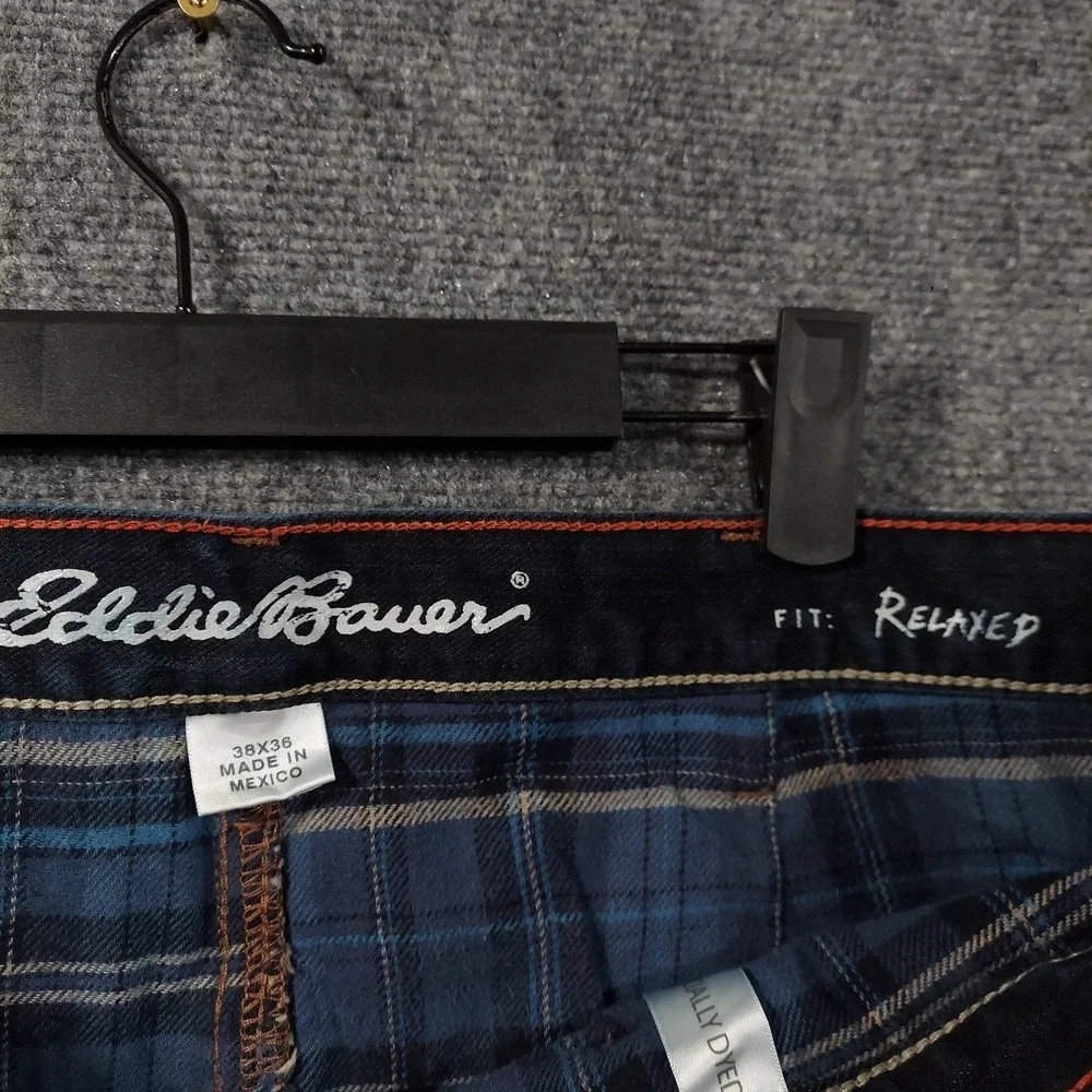 Eddie Bauer Relaxed Fit Jeans Mens 38x36 Blue Dark Flannel Lined Denim Pants